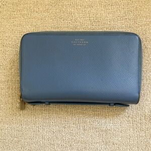 Smythson Blue Leather Clutch